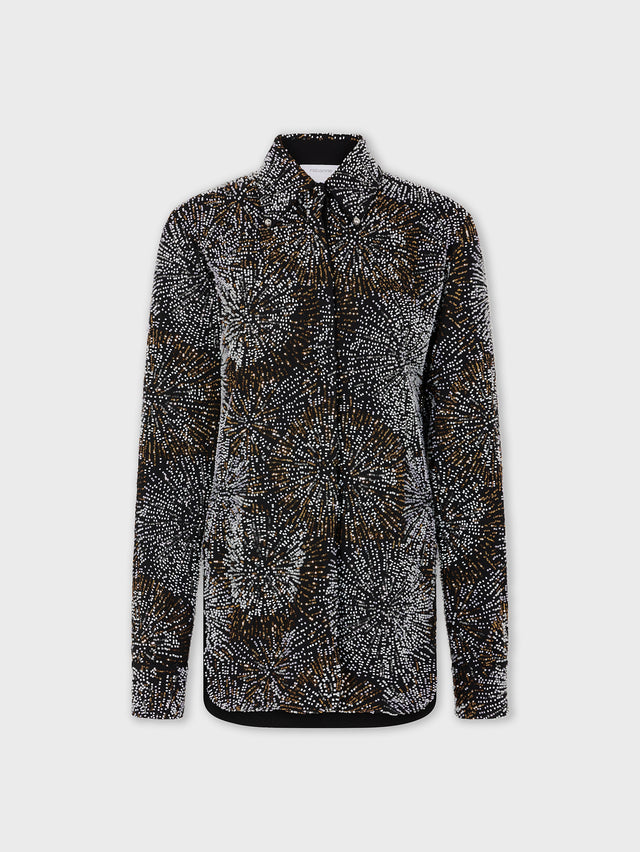 Crepe shirt with pearl embroidery - Image 1