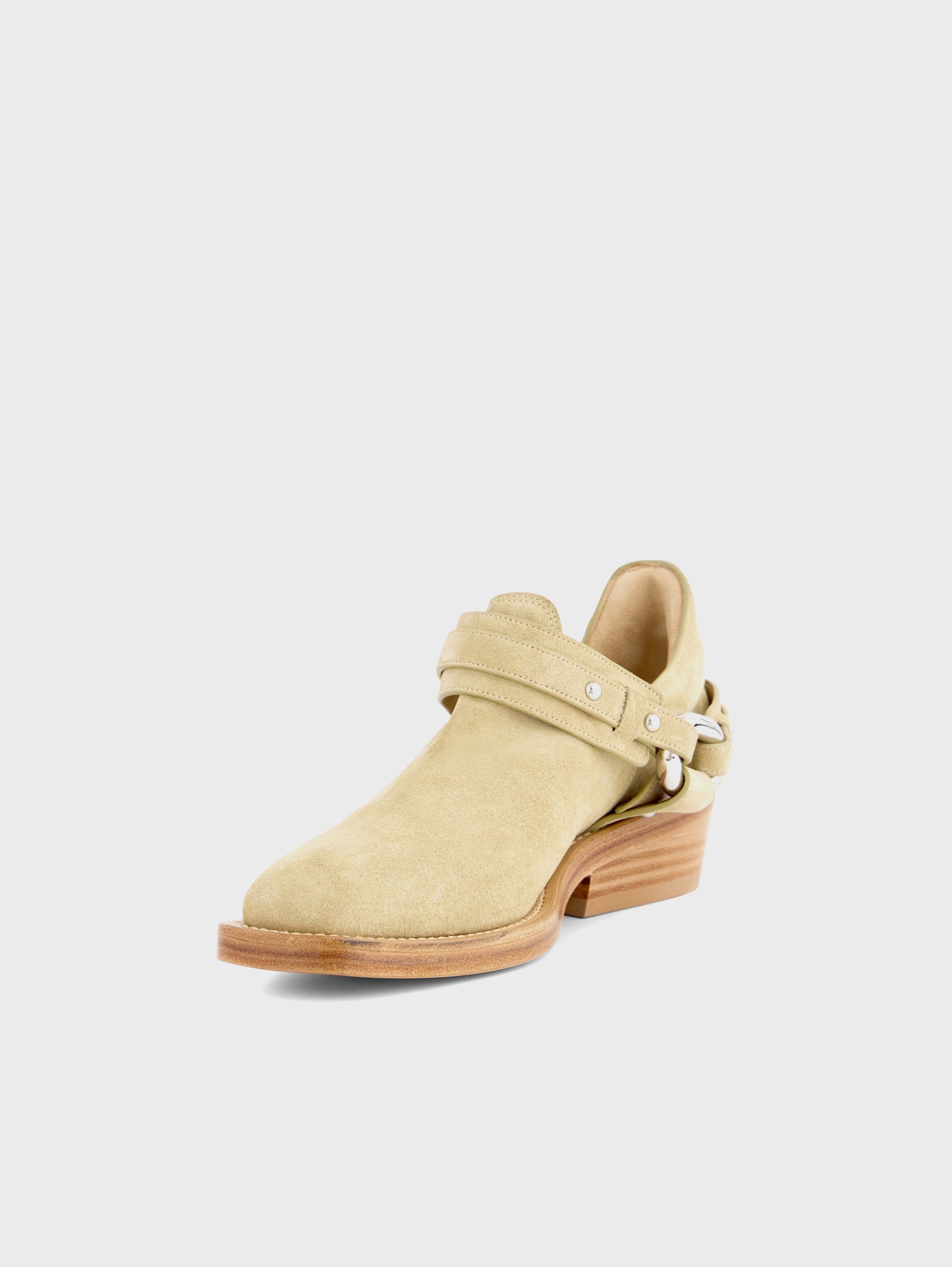 Biker ankle boots in leather beige position 2 - Image 2