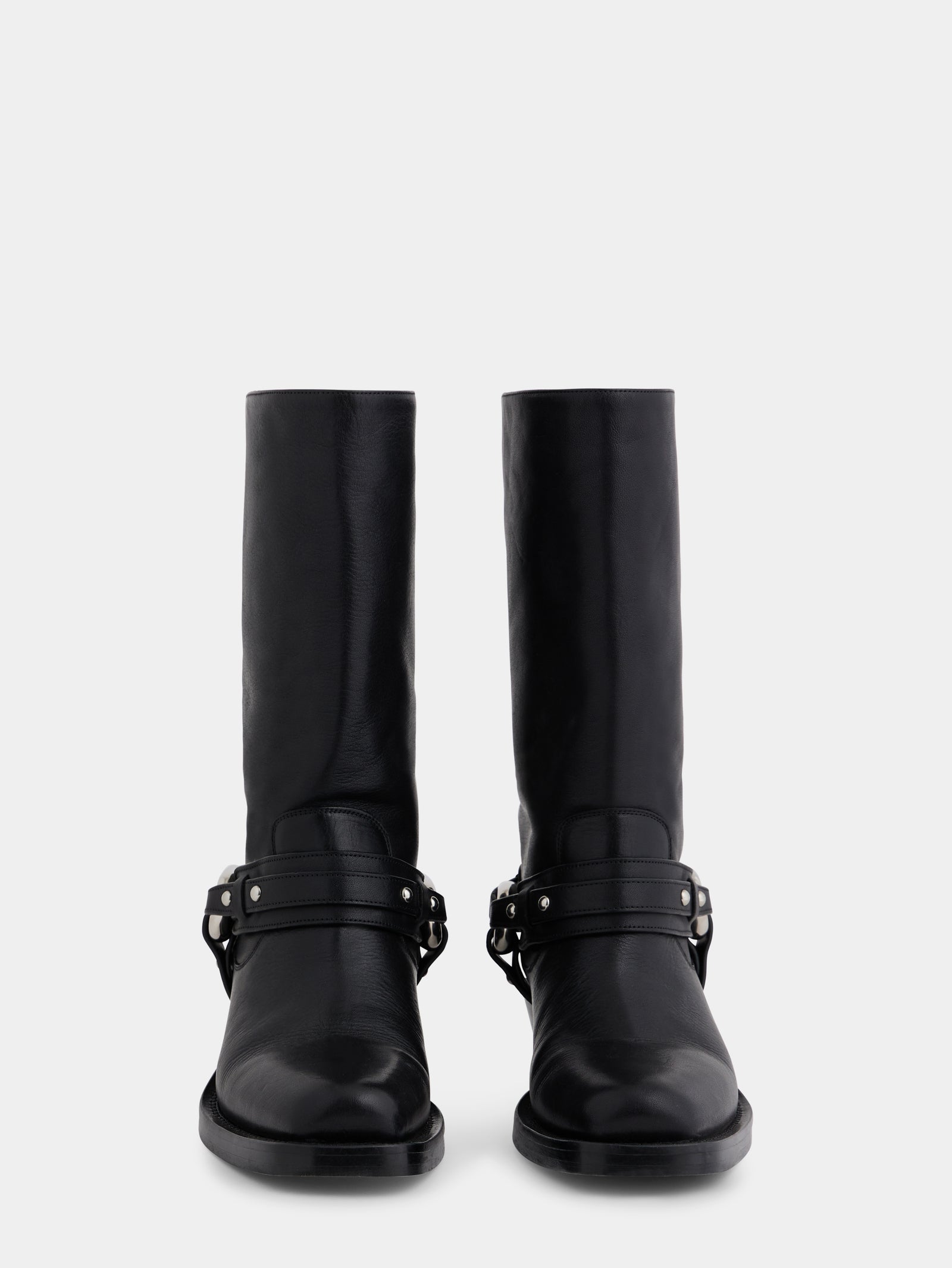 Biker boots in leather black position 3 - Image 3