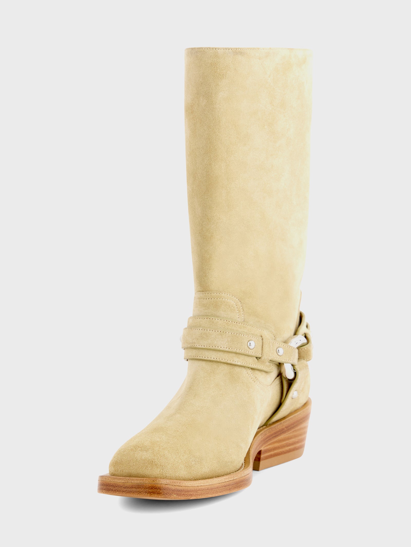 Biker boots in leather beige position 2 - Image 2
