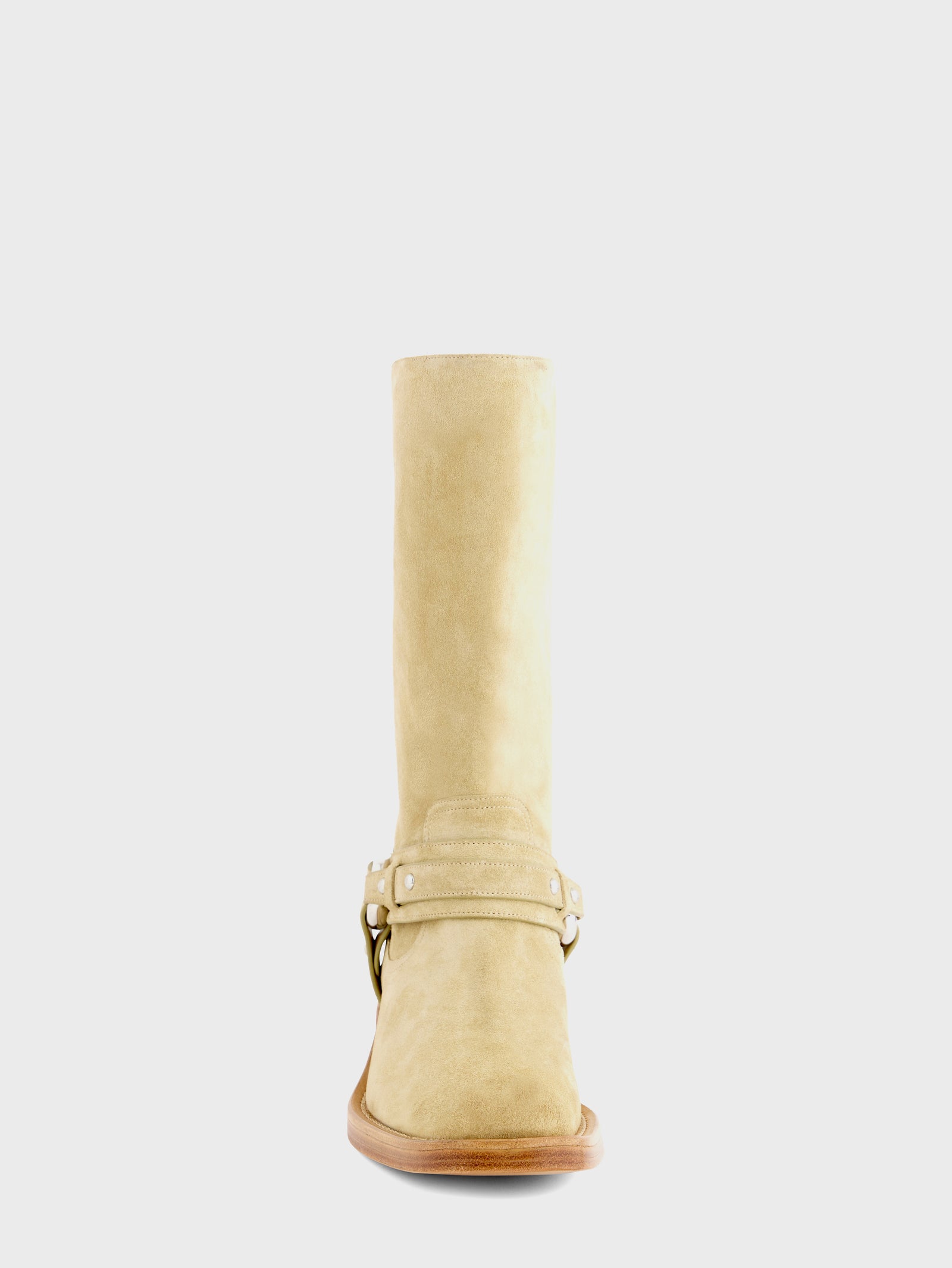 Biker boots in leather beige position 3 - Image 3