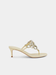 Kitten heel sandals with strass