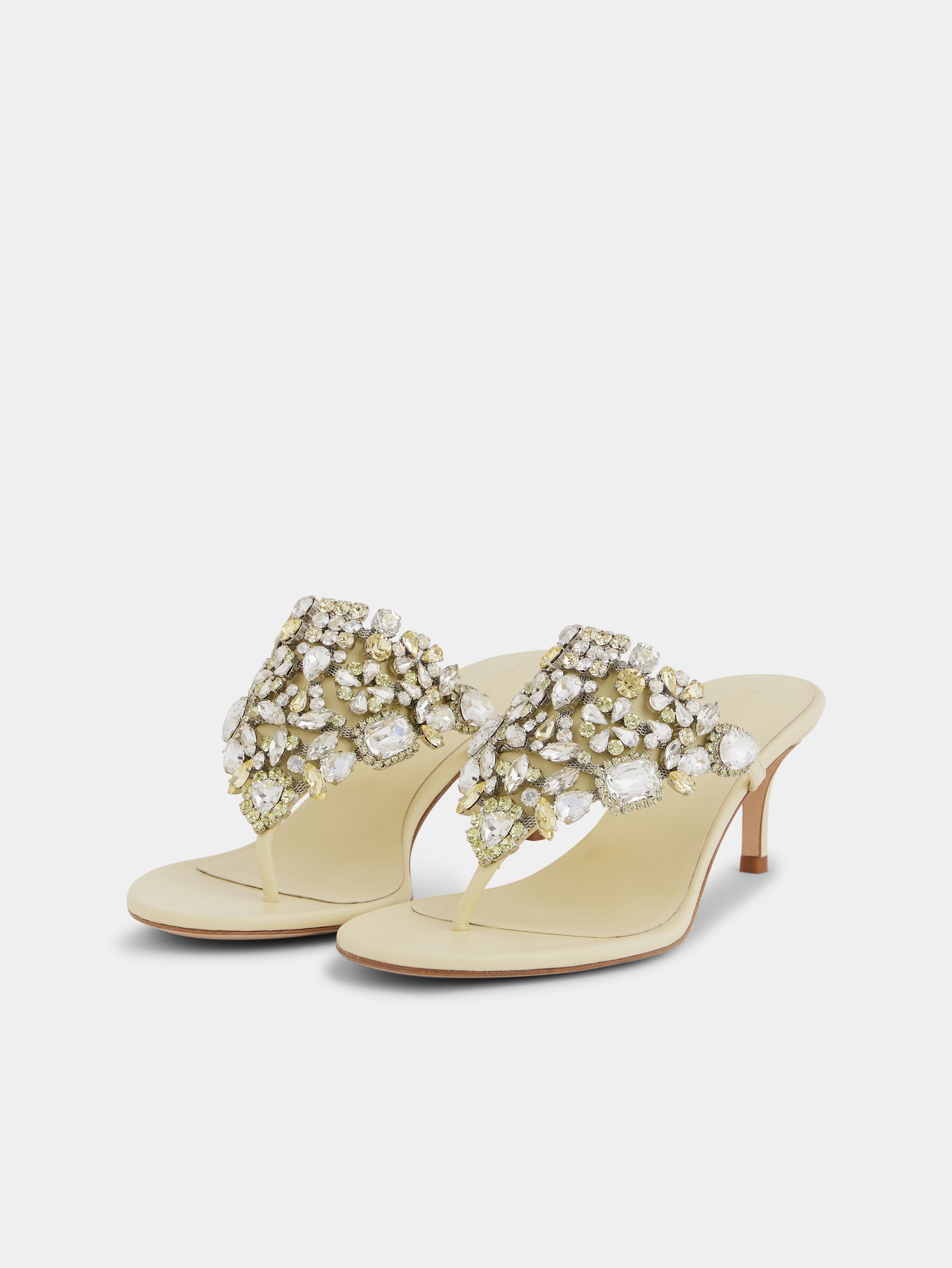 Kitten heel sandals with strass