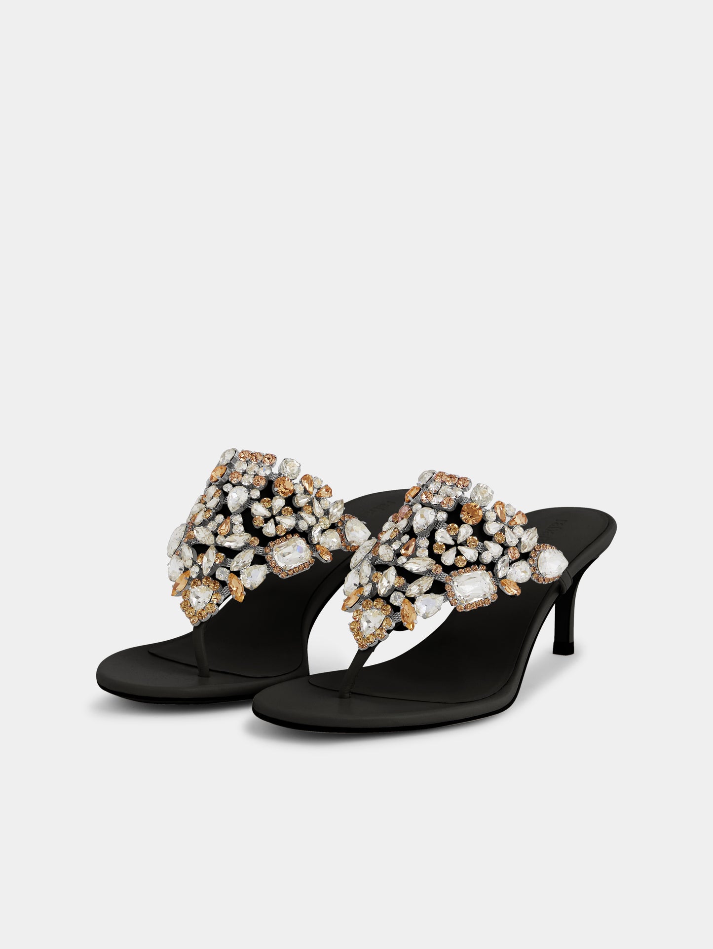 Kitten heel sandals with strass