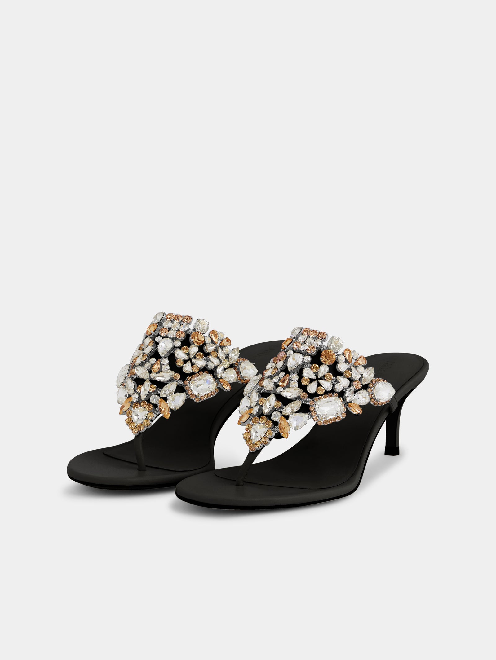 Kitten heel sandals with strass black position 2 - Image 2