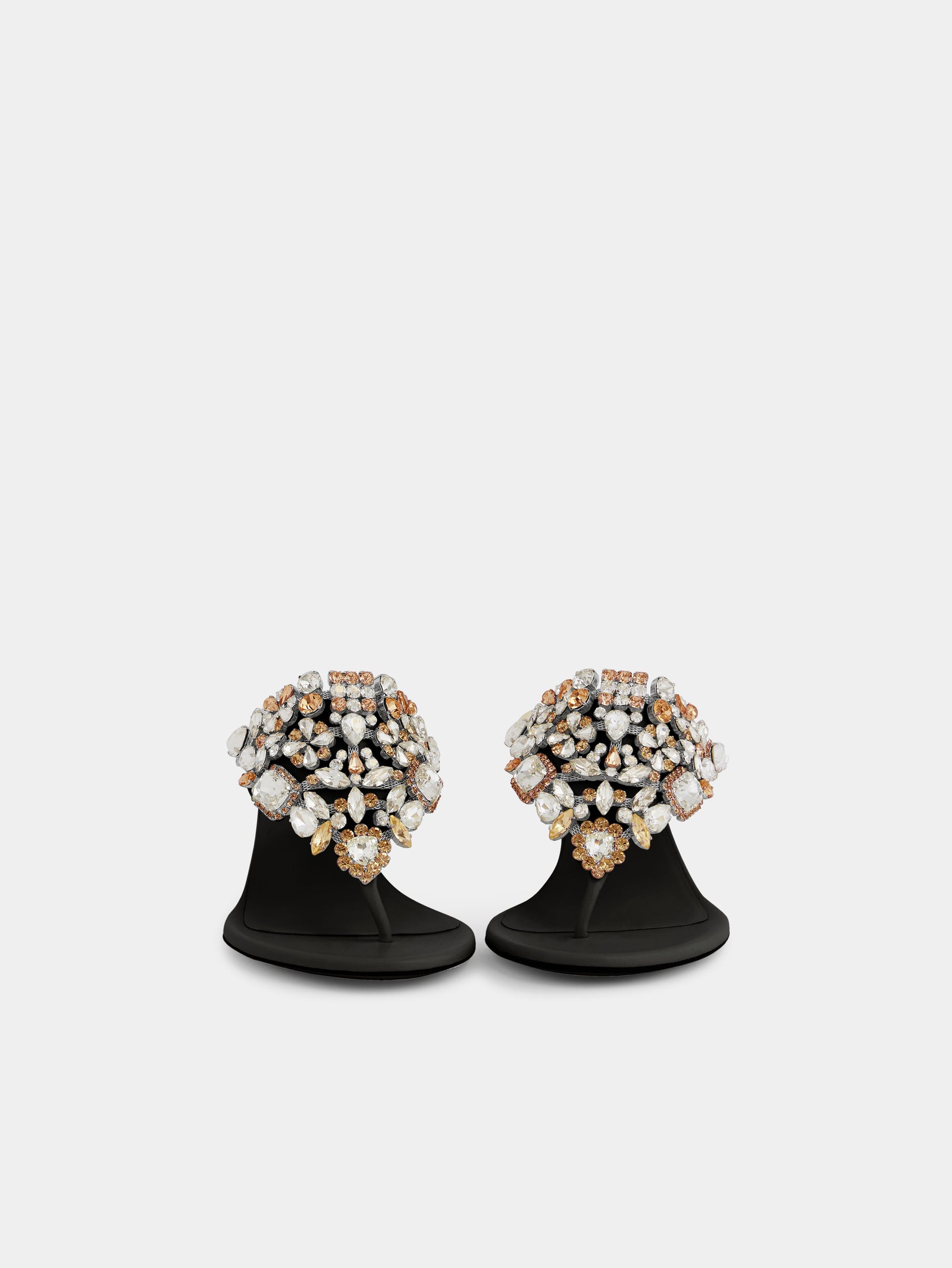 Kitten heel sandals with strass black position 3 - Image 3