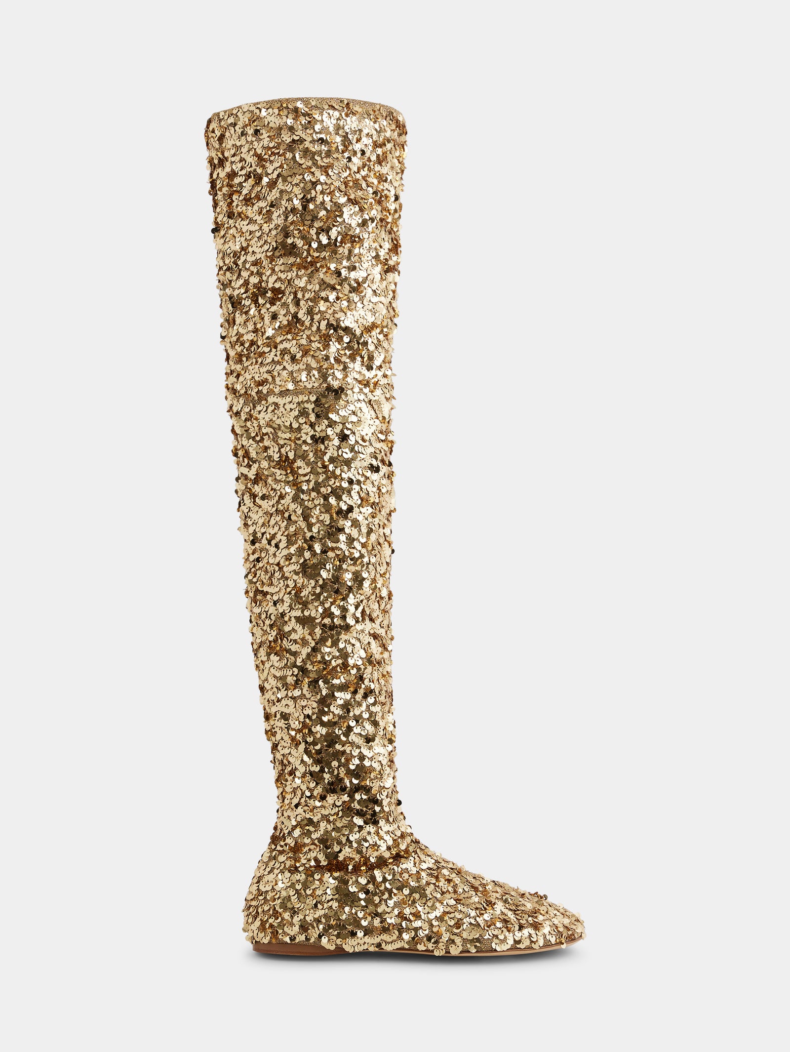 Thigh boots with sequins gold position 1 - Image 1