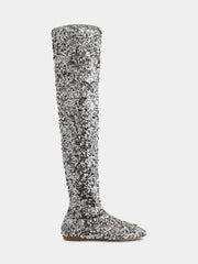 Thigh boots with sequins