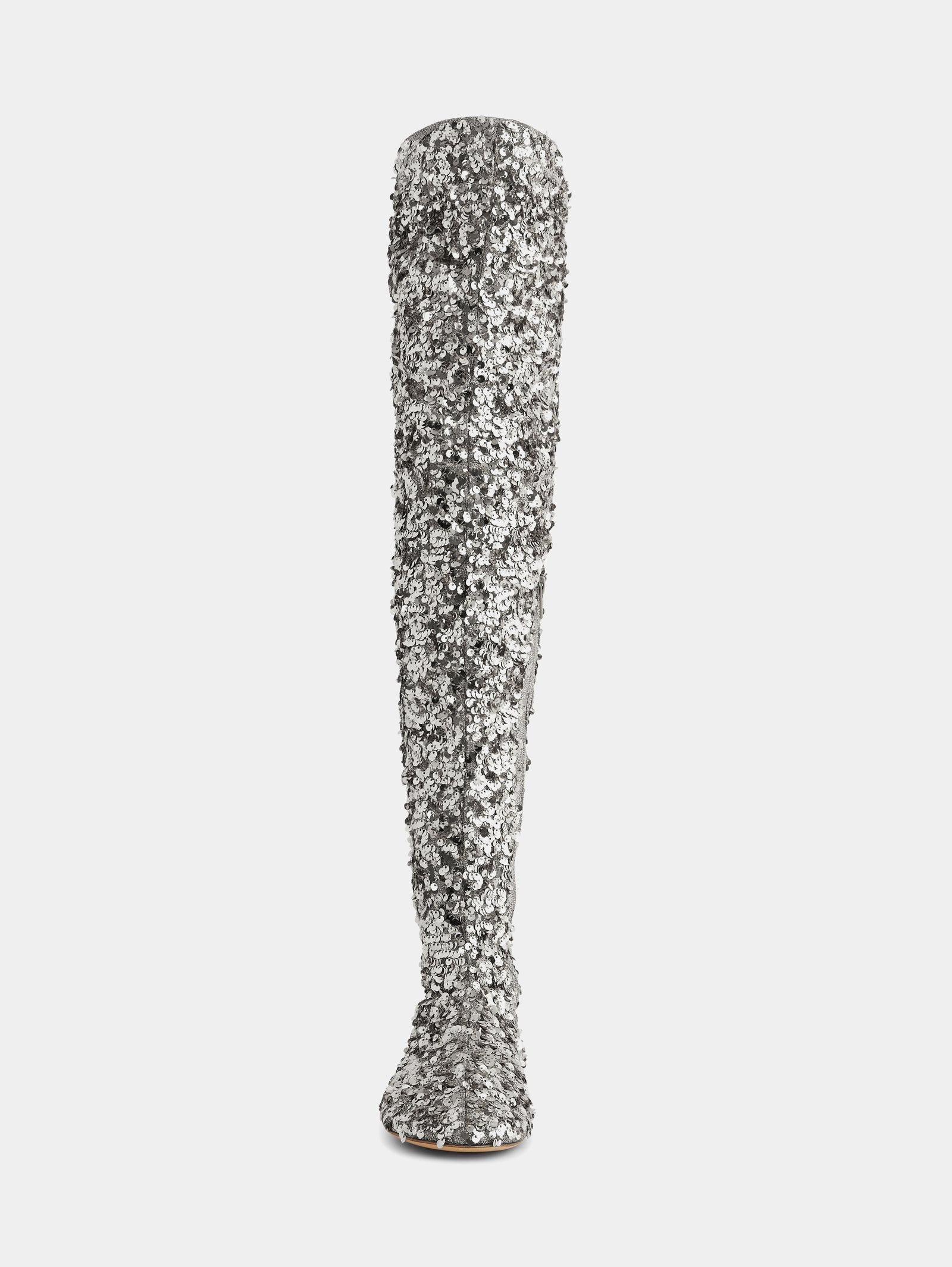 Thigh boots with sequins silver position 3 - Image 3