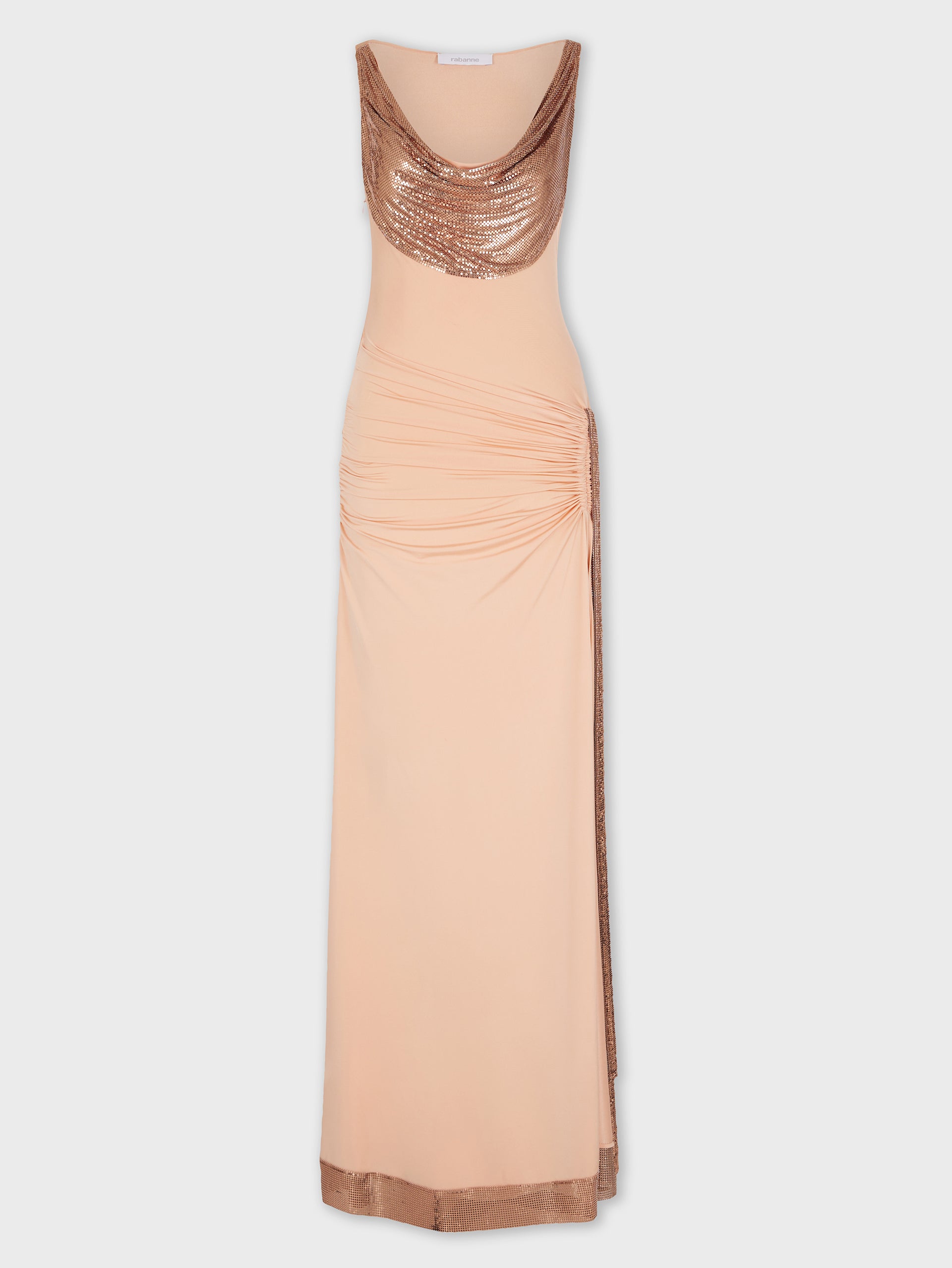 rabanne jersey dress Rabanne - Black Long Dress In Lace And Jersey - T40 - Women