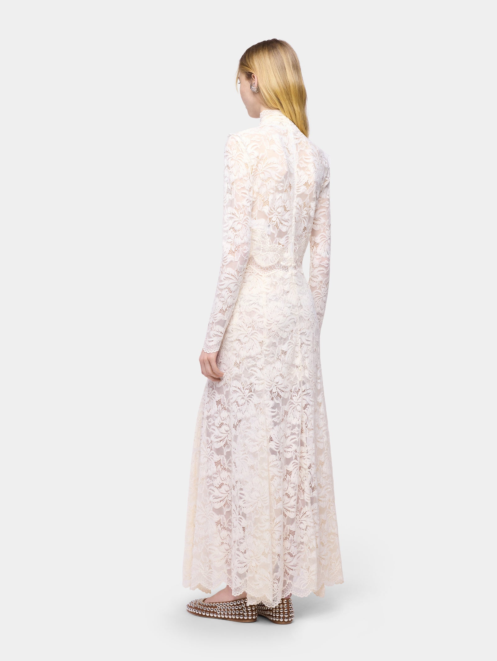 Robe longue en dentelle col montant - Image 3