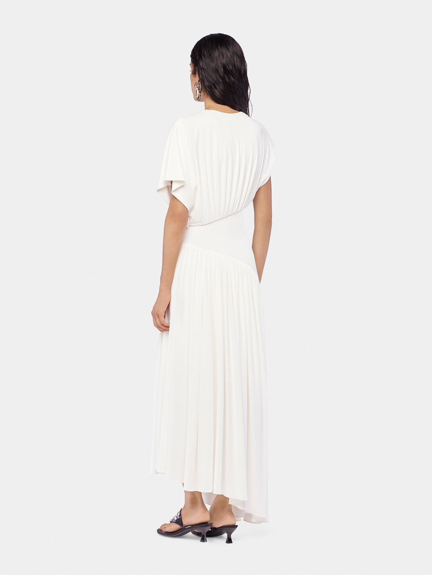 Long dress with ruched details ivory position 3