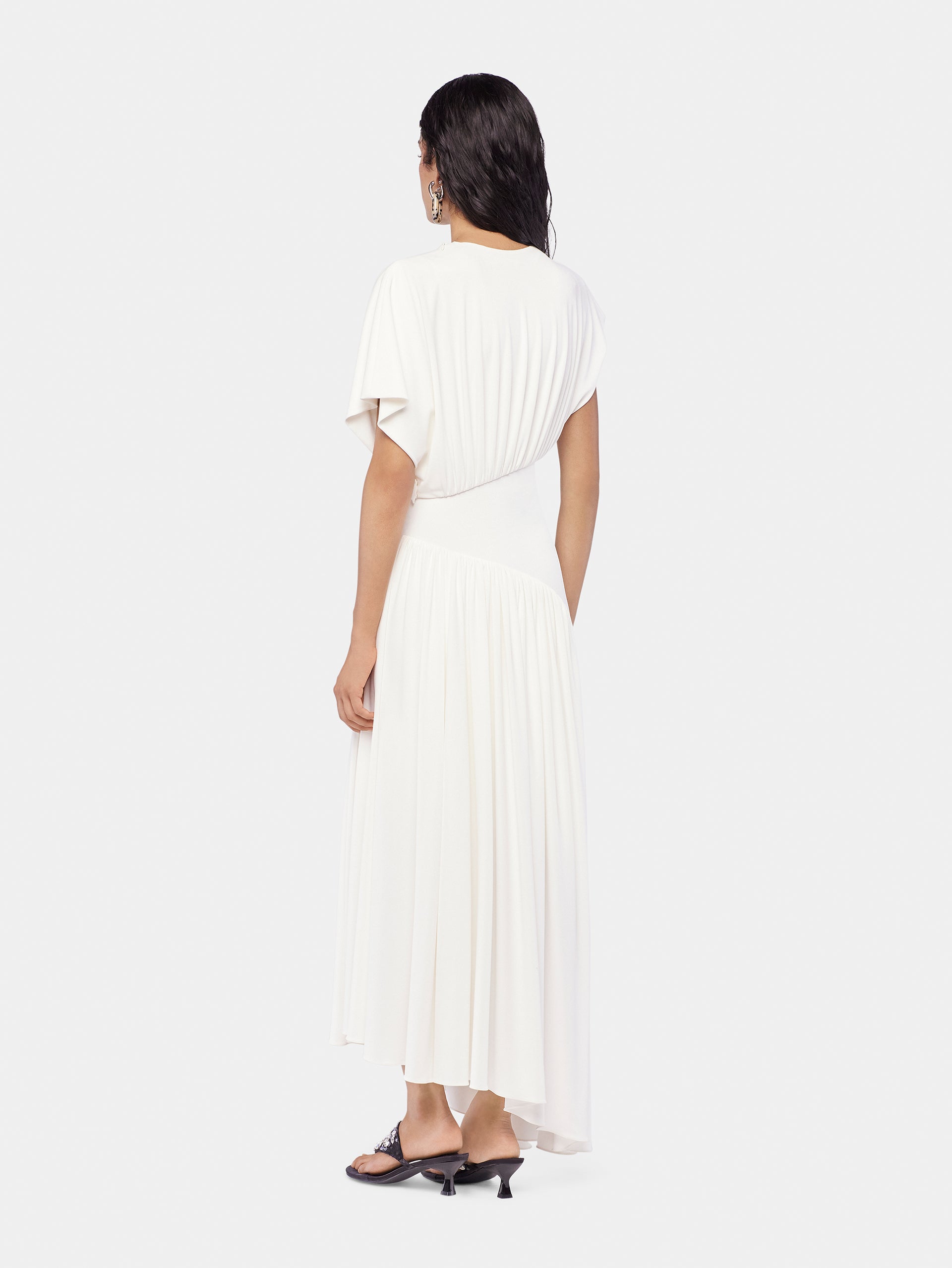 Long dress with ruched details ivory position 3