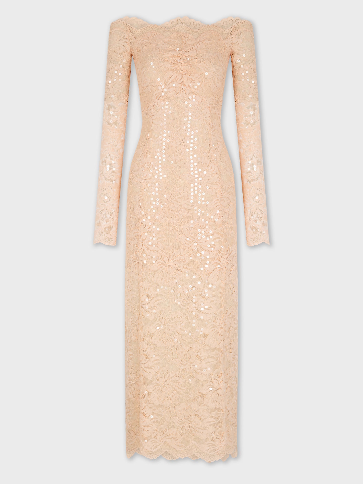 Midi lace dress with sequins embroideries