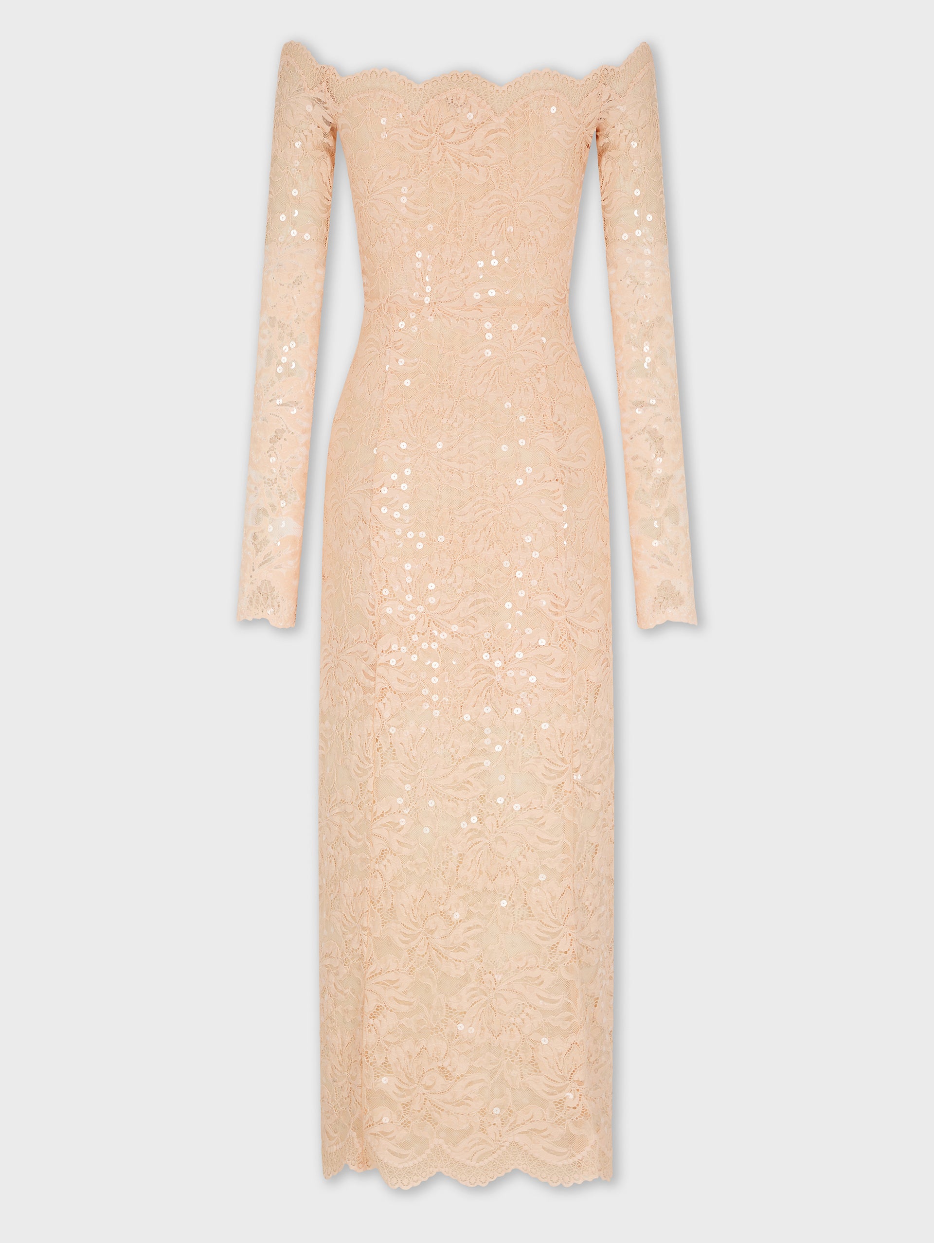 Midi lace dress with sequins embroideries