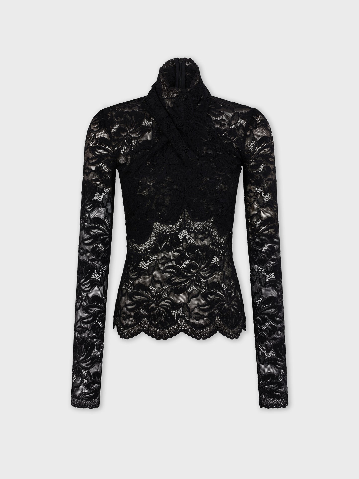 Long-sleeved lace top with cut-out details
