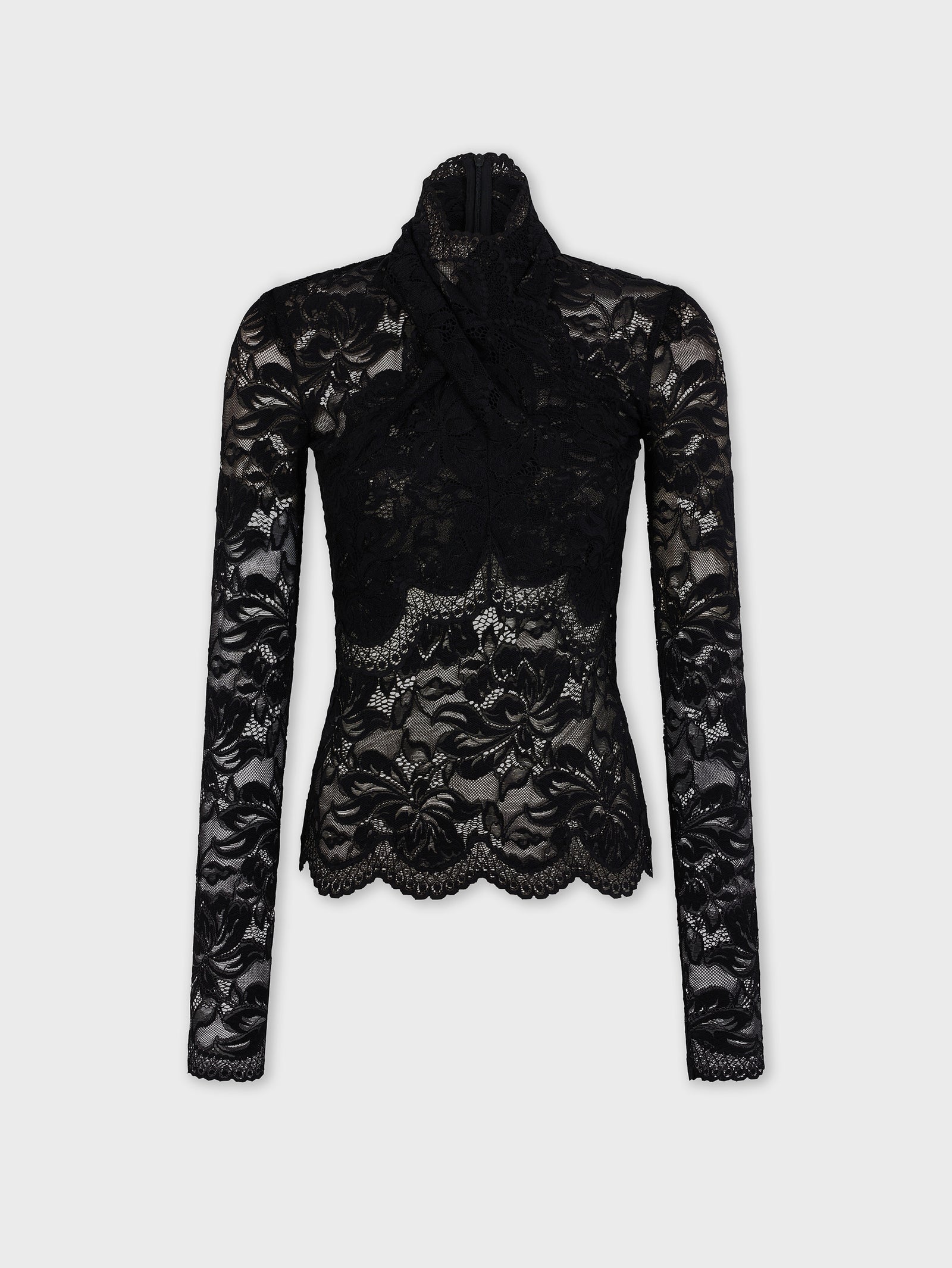 Long-sleeved lace top with cut-out details black position 1 - Image 1