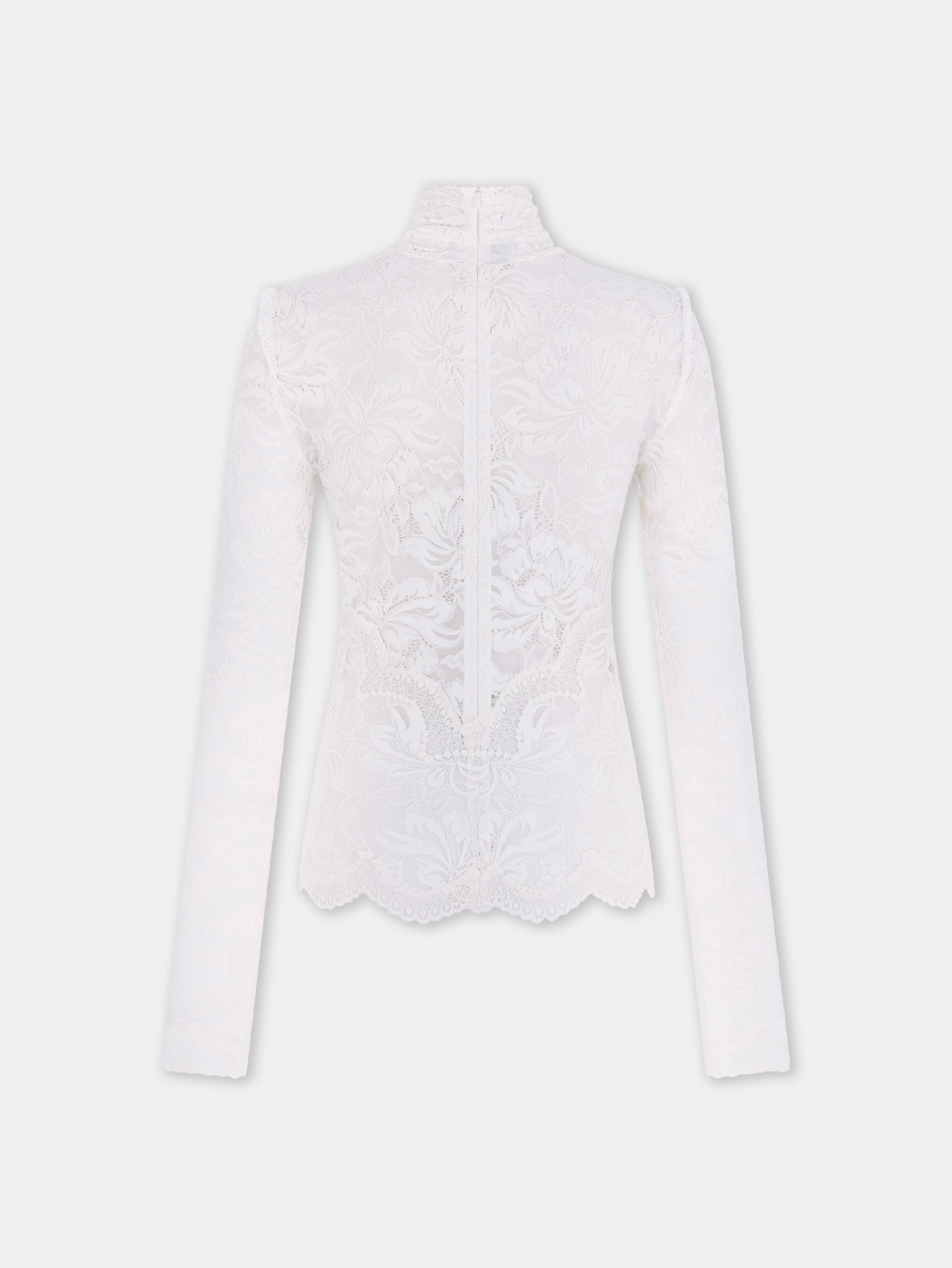 Top manches longues en dentelle col montant