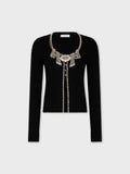Embroidered knit cardigan
