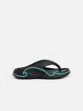 Flat sandals black and teal rubber shoes position 1