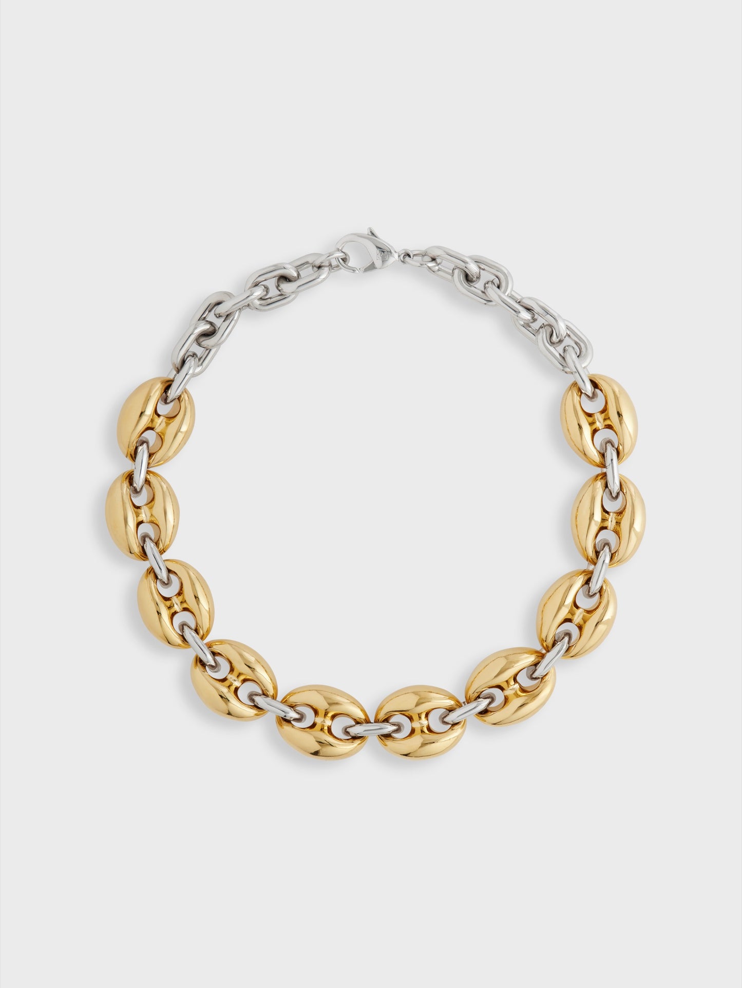 Eight chunky gold/silver necklace