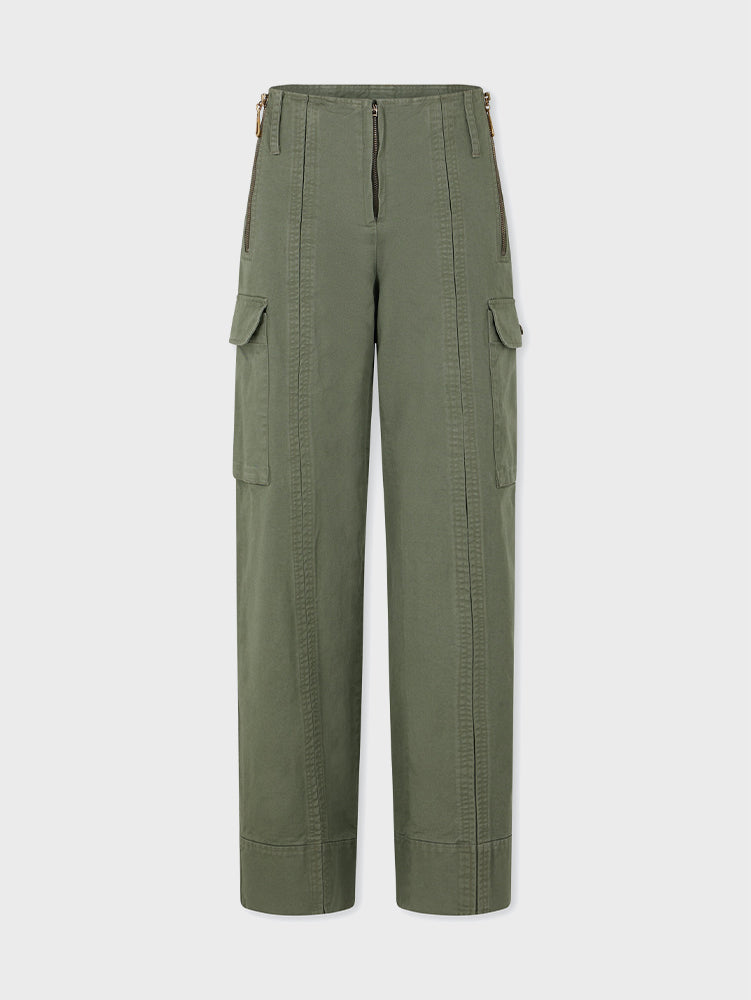 Straight fit green cargo trousers