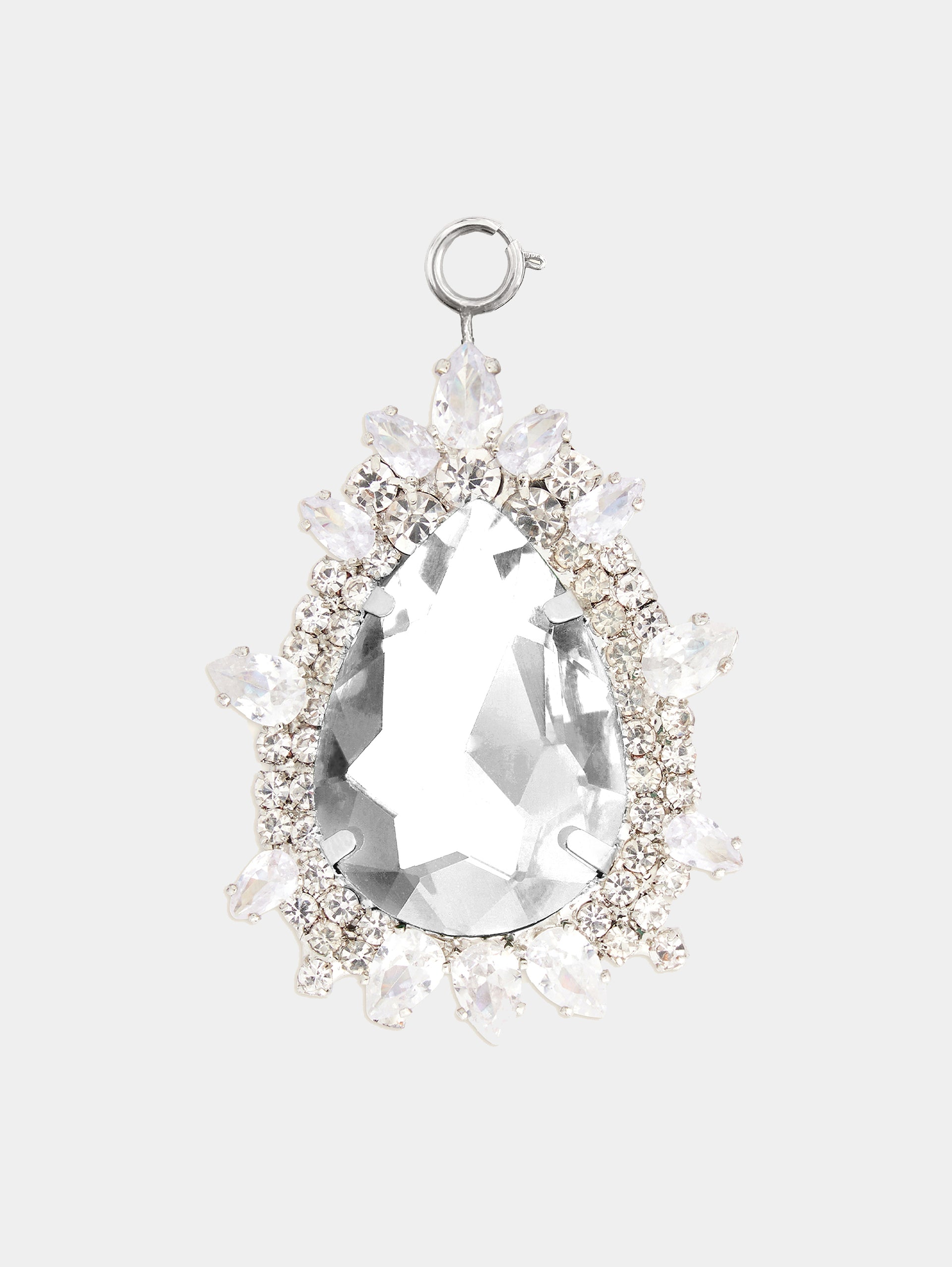 Pear shaped charm with transparent crystal