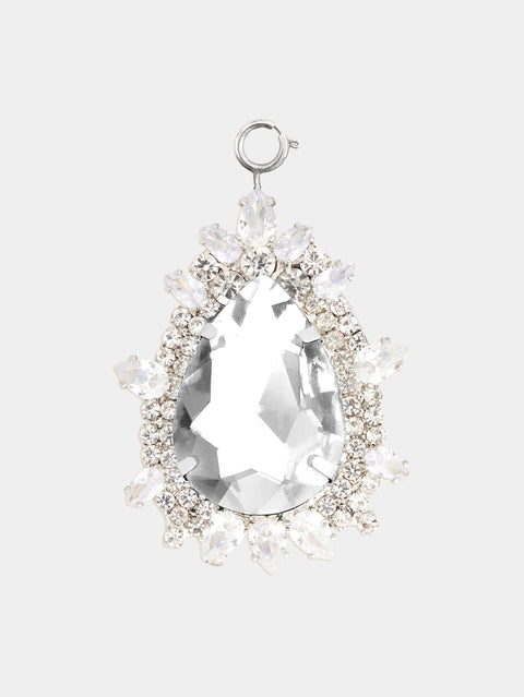 Pear shaped charm with transparent crystal