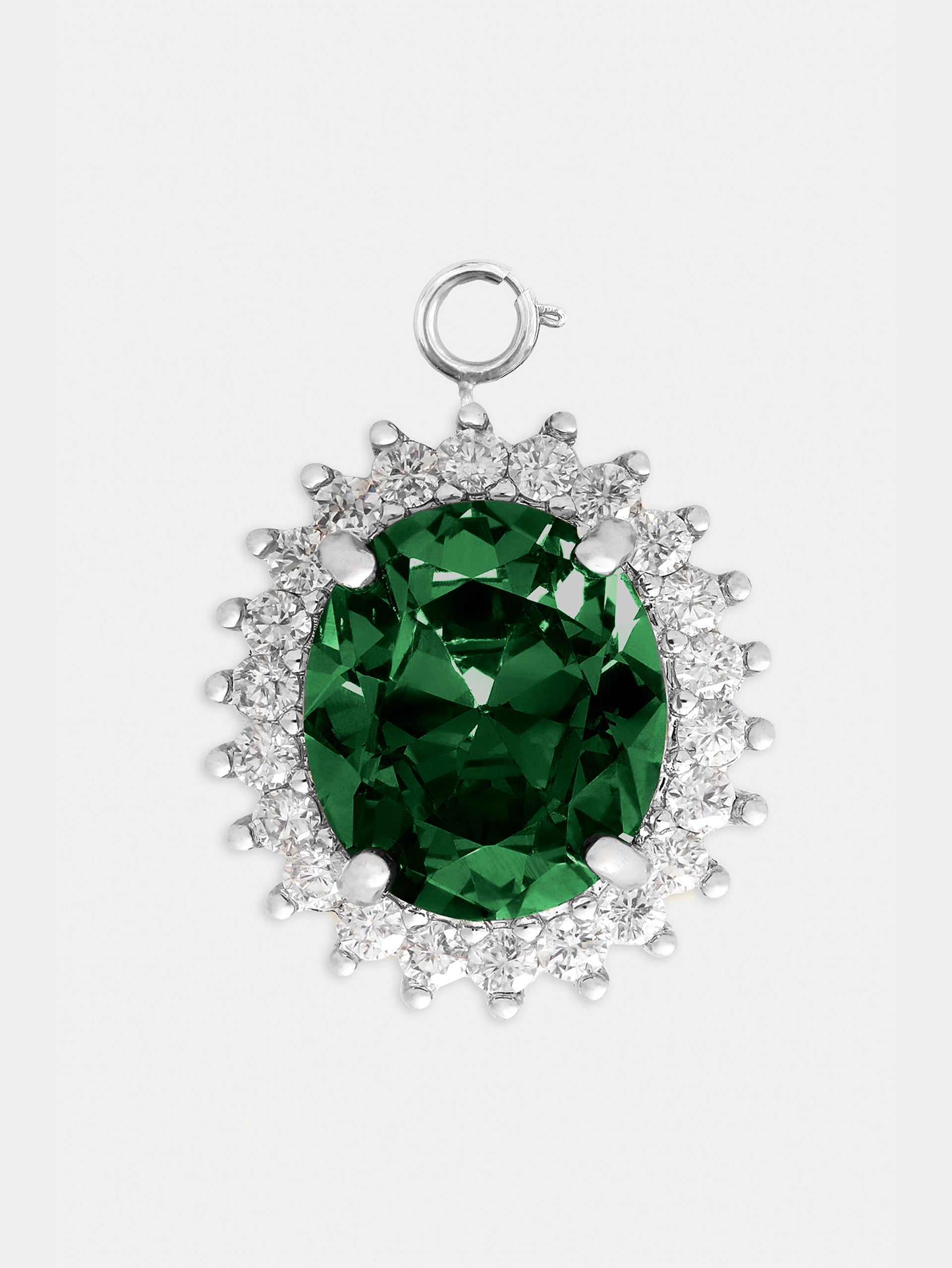 Oval charm with green crystal