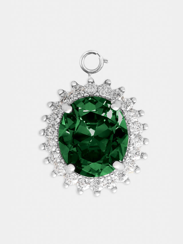 Oval charm with green crystal