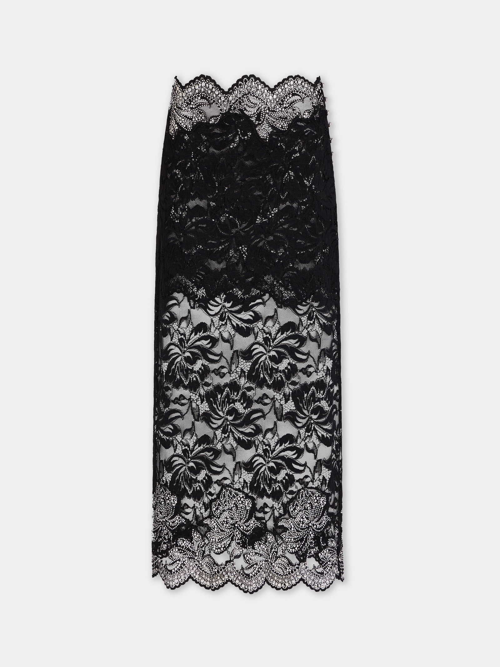 Midi skirt in lace black position 2 - Image 1