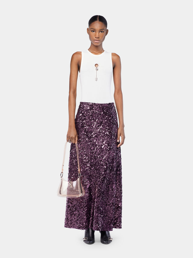 Long skirt in jersey with sequin details - Image 2