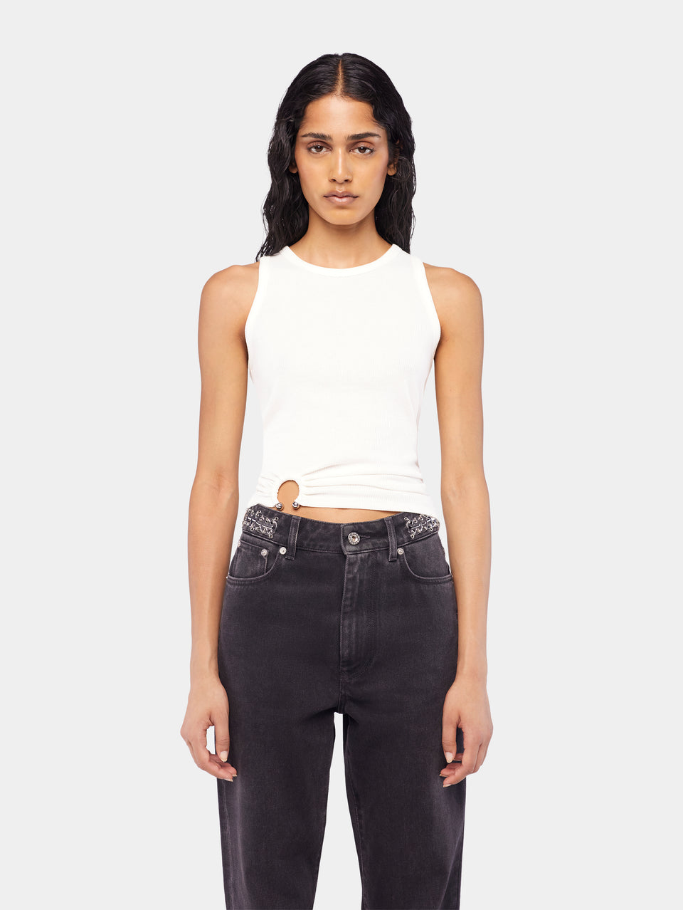 White tank top with signature piercing - Image 1