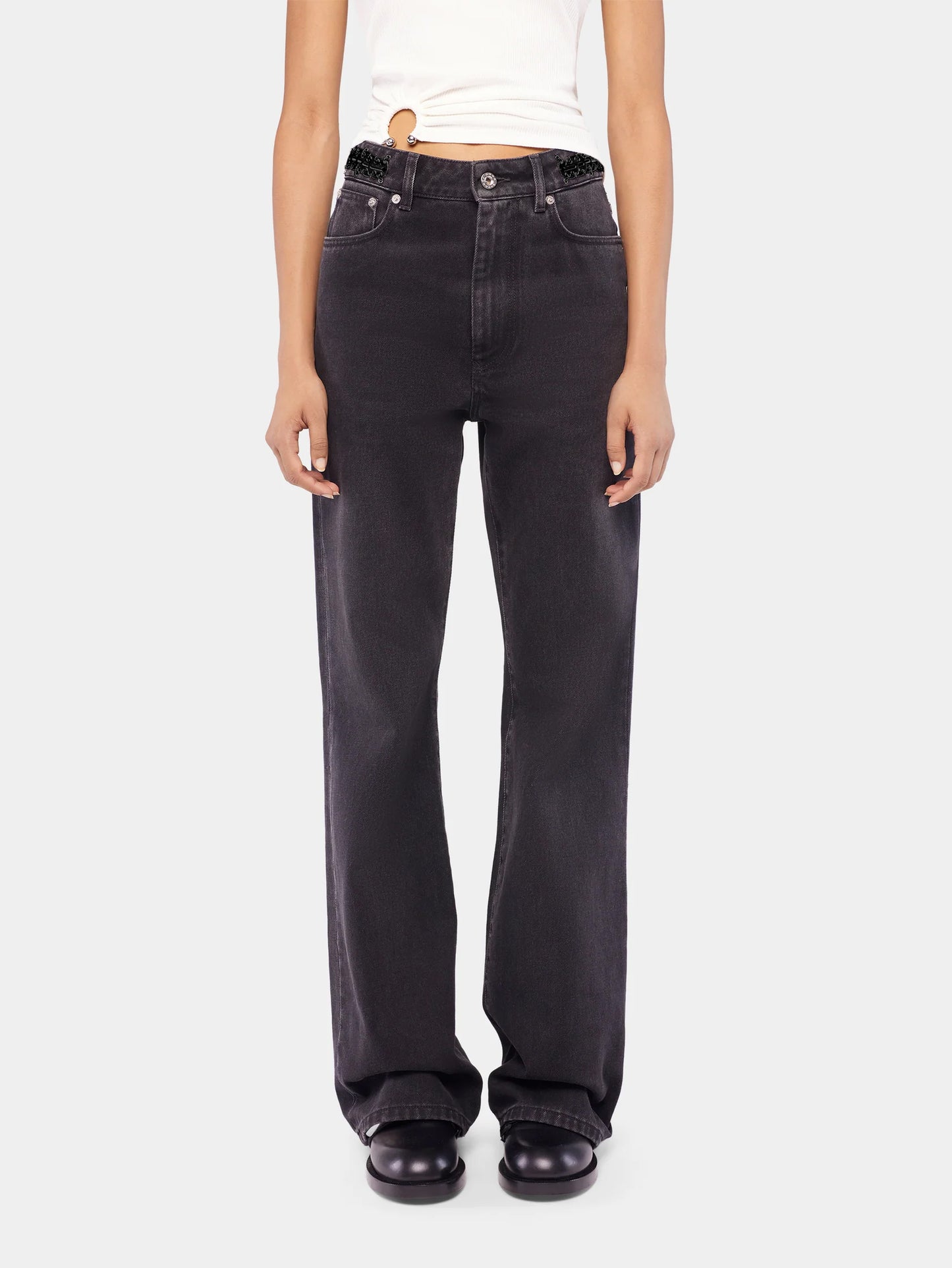 Signature black jeans with tone-on-tone 1969 discs