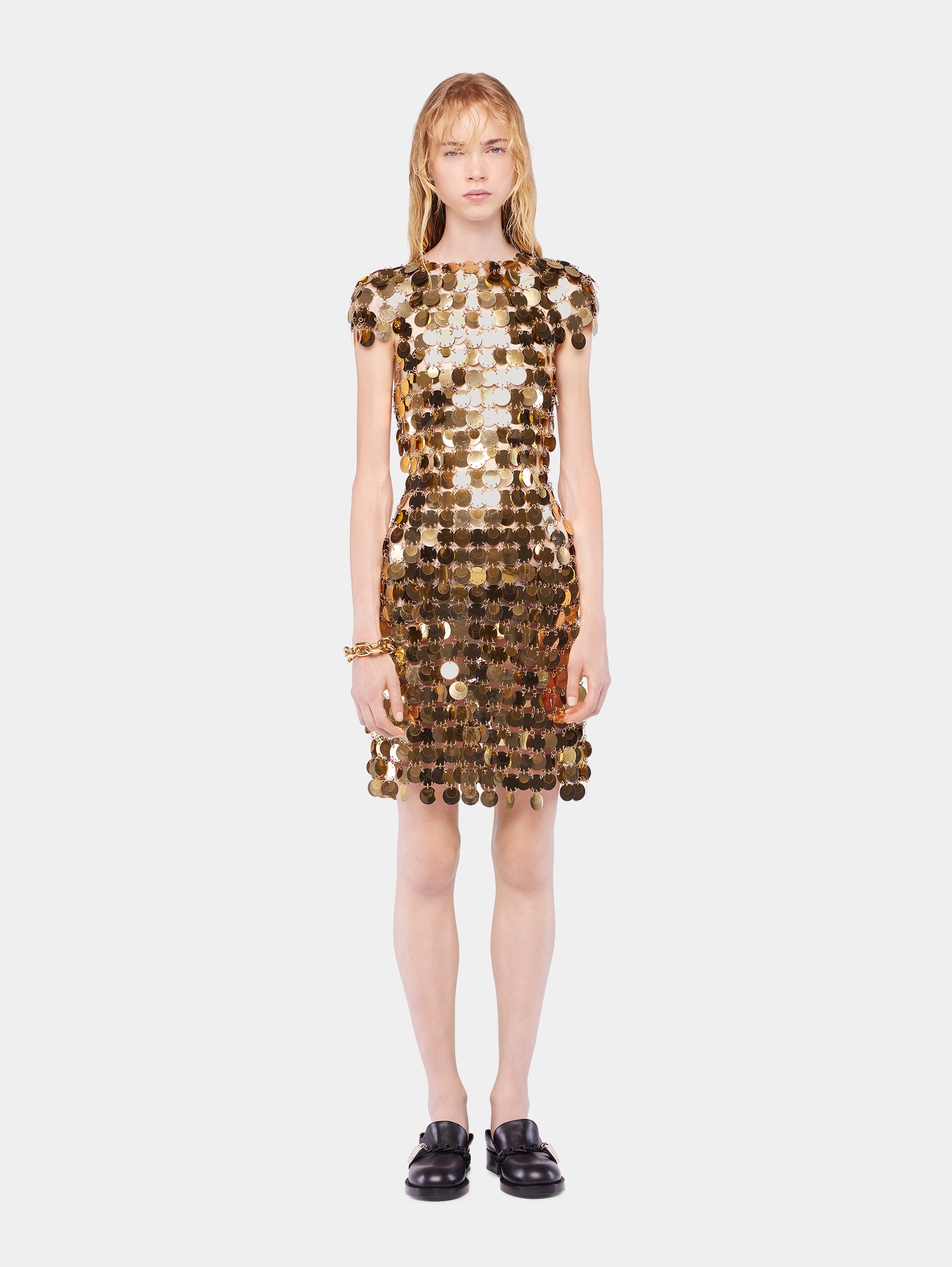 The iconic gold Sparkle disc dress