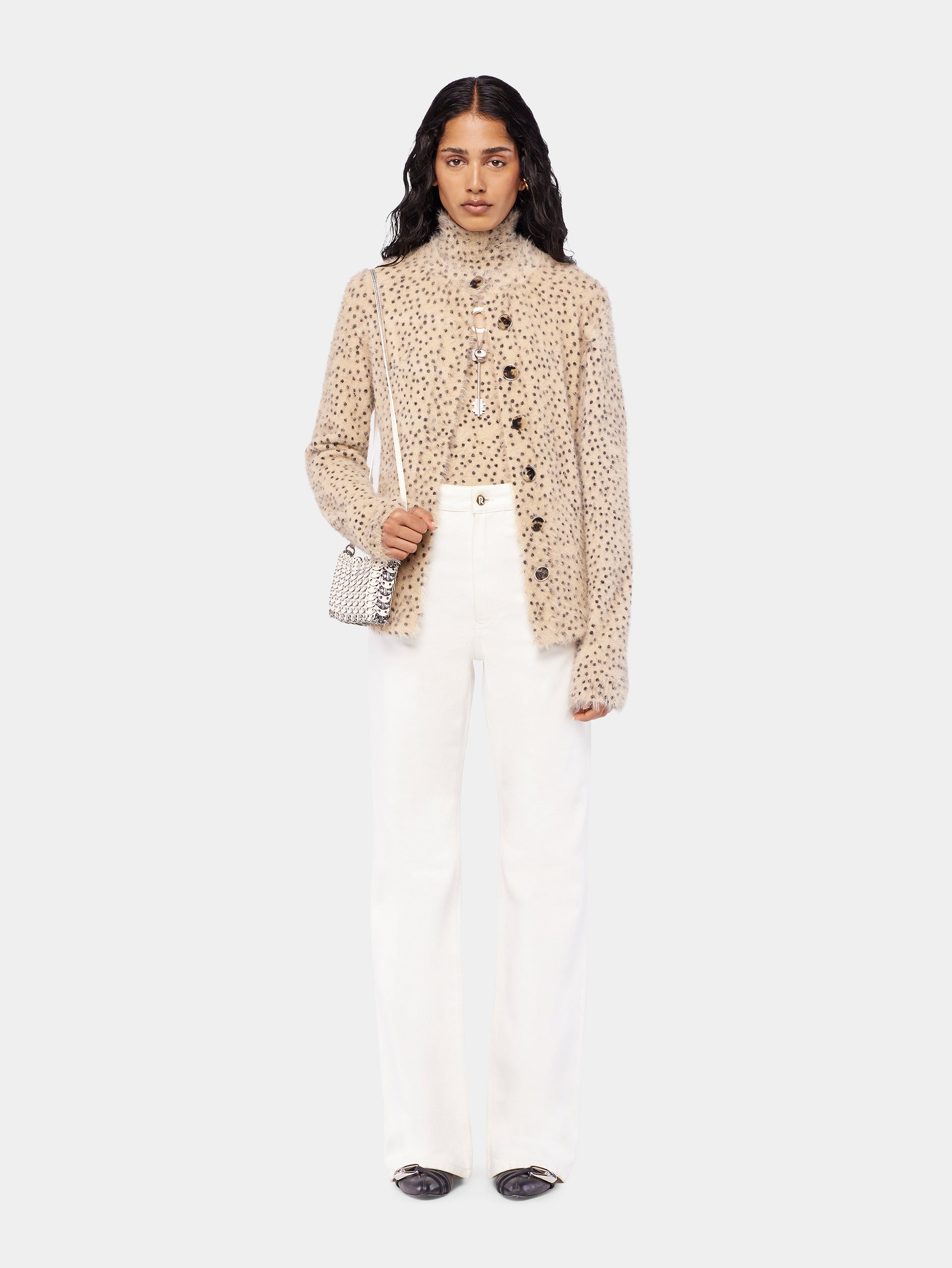 Cardigan in brushed knit