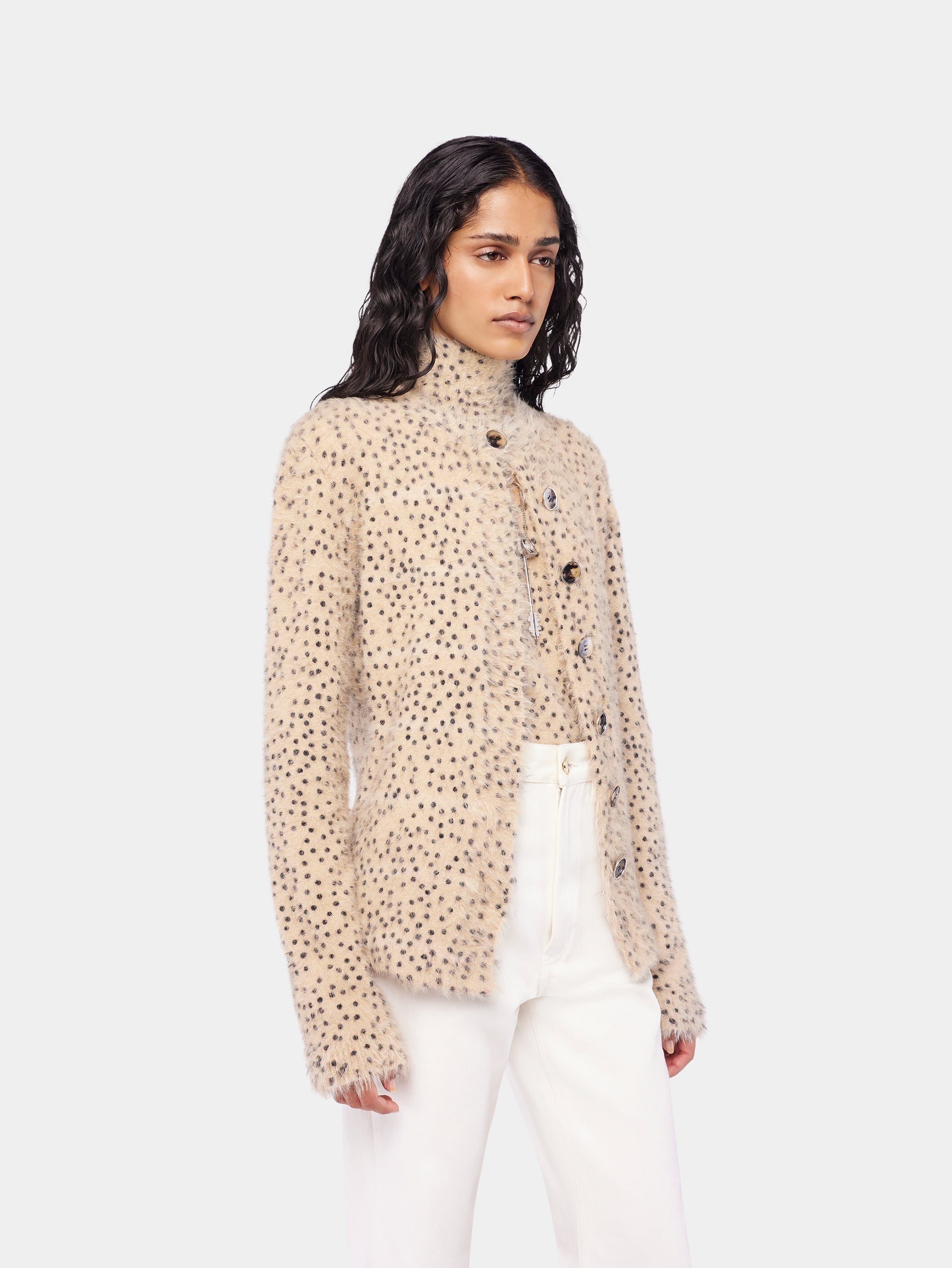 Cardigan in brushed knit