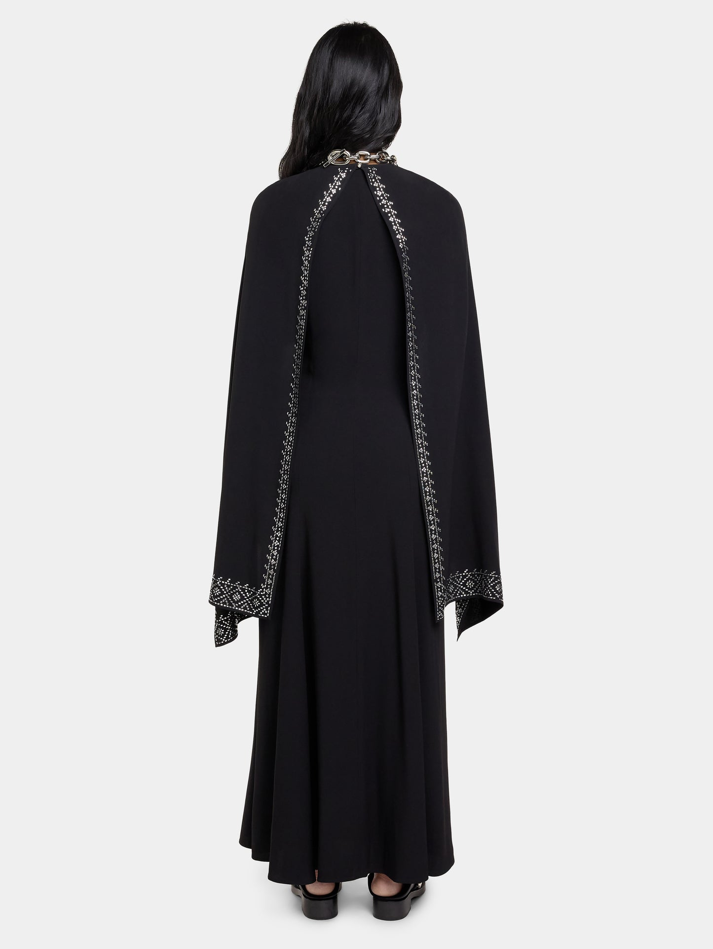 EMBELLISHED LONG DRESS IN SATIN CREPE