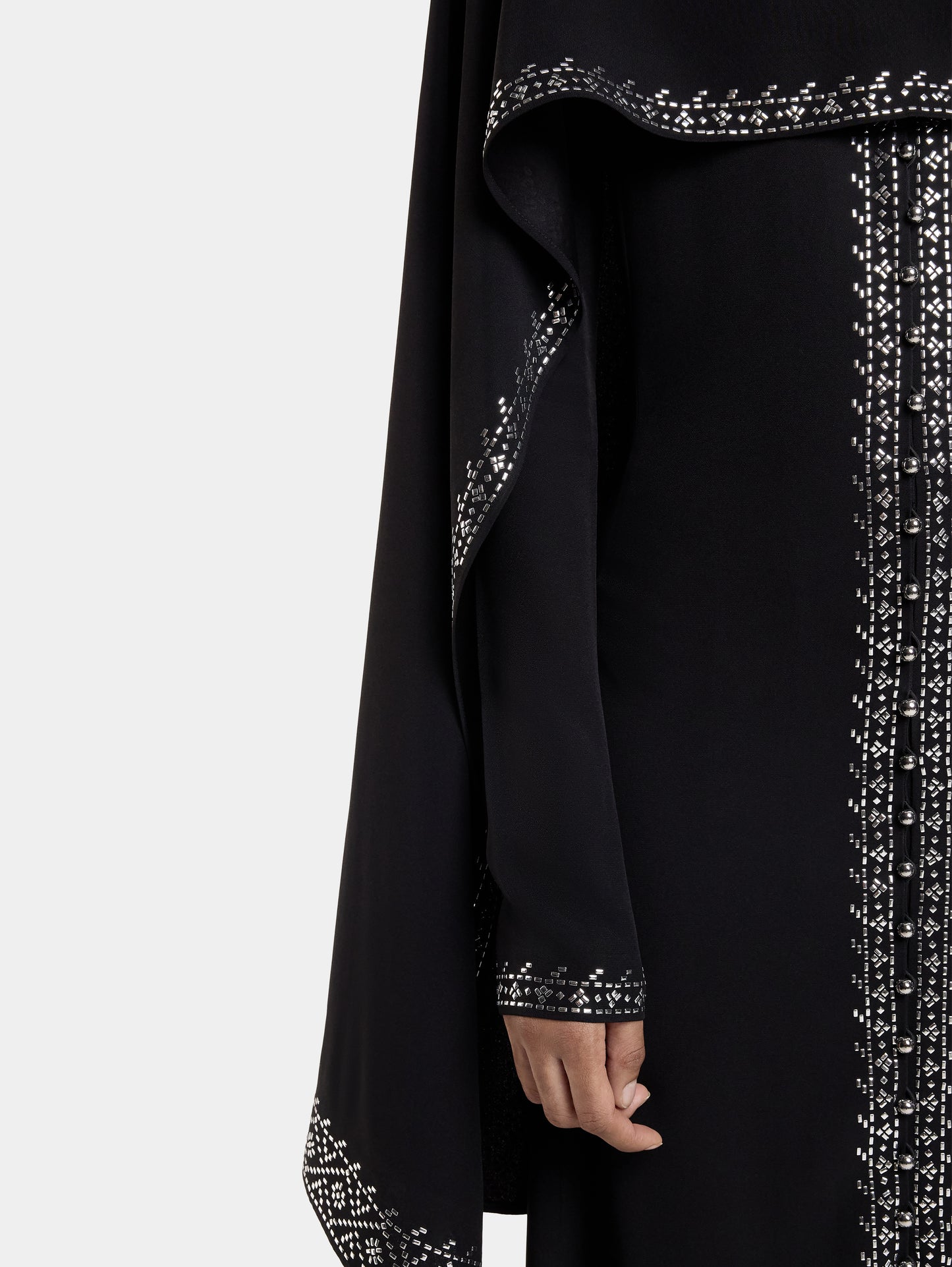 EMBELLISHED LONG DRESS IN SATIN CREPE