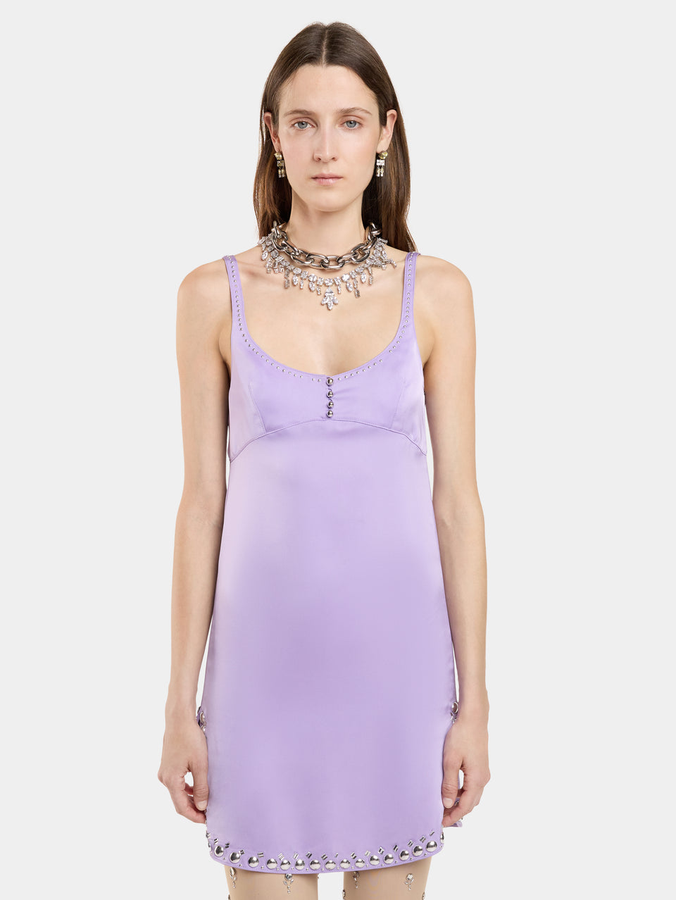 LAVENDER SHORT DRESS IN SATIN