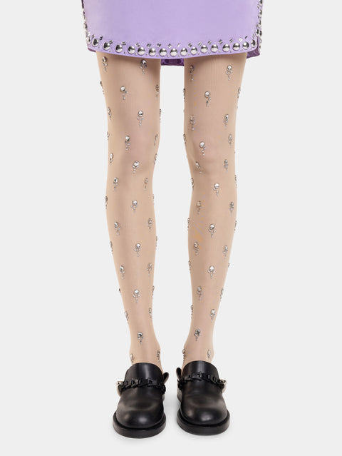 TIGHTS IN EMBROIDERED JERSEY