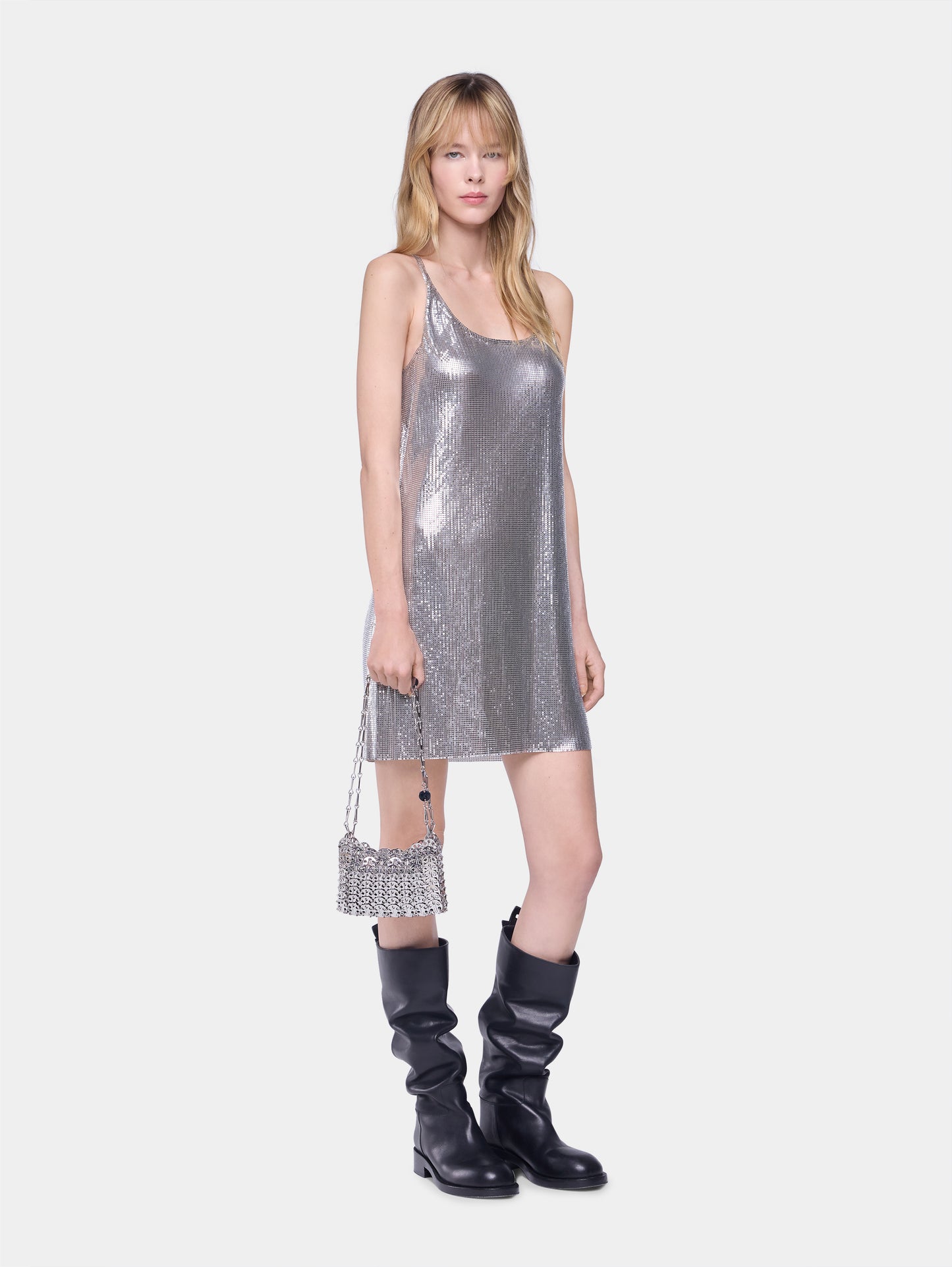 Mini tank top dress in mesh