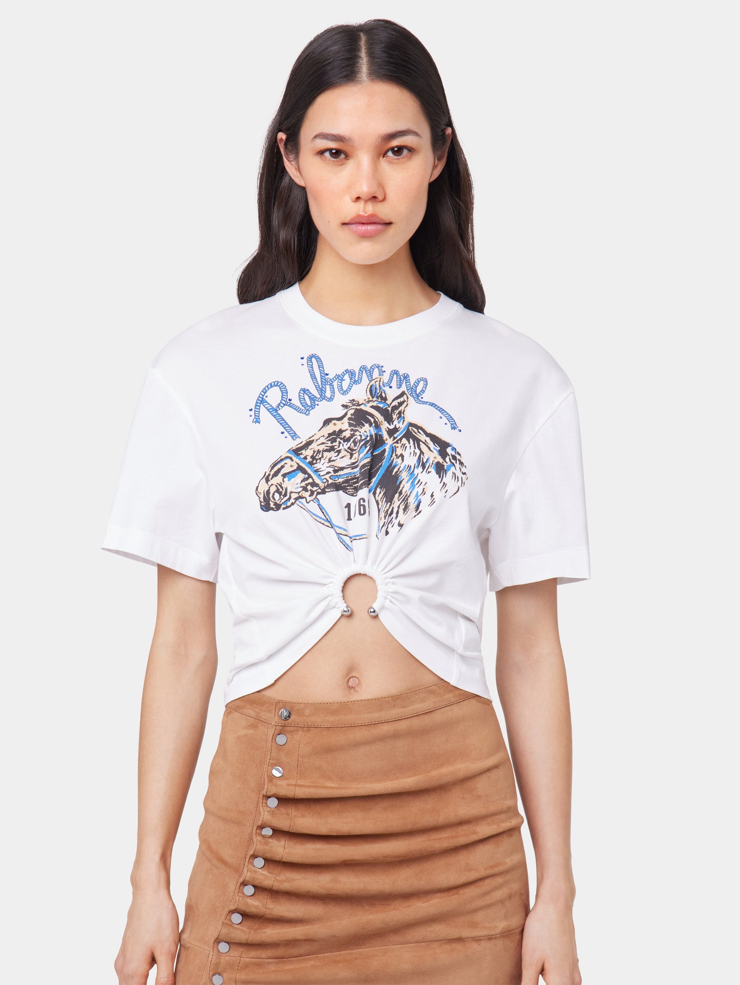 CARAMEL LONG DRAPED SKIRT IN LEATHER position 3