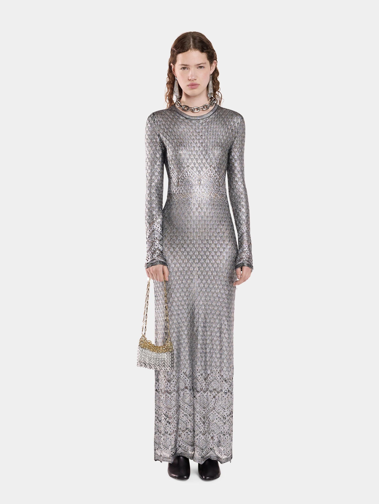 LONG LACE-LIKE KNIT DRESS - Image 2