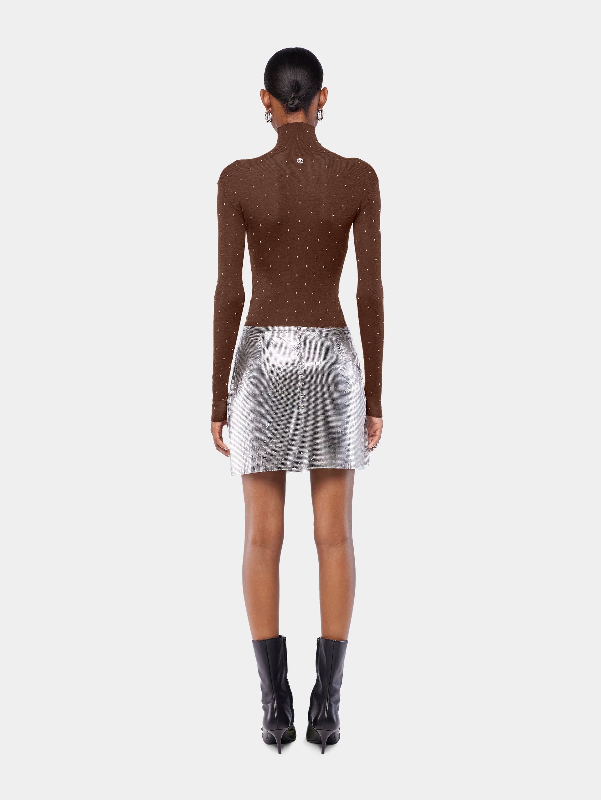 Second-skin turtleneck top in wool