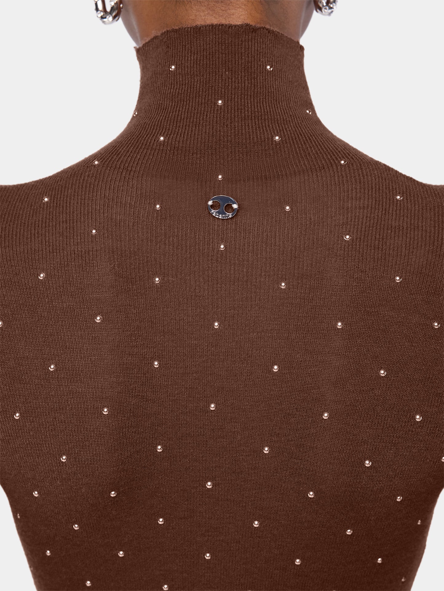 Second-skin turtleneck top in wool