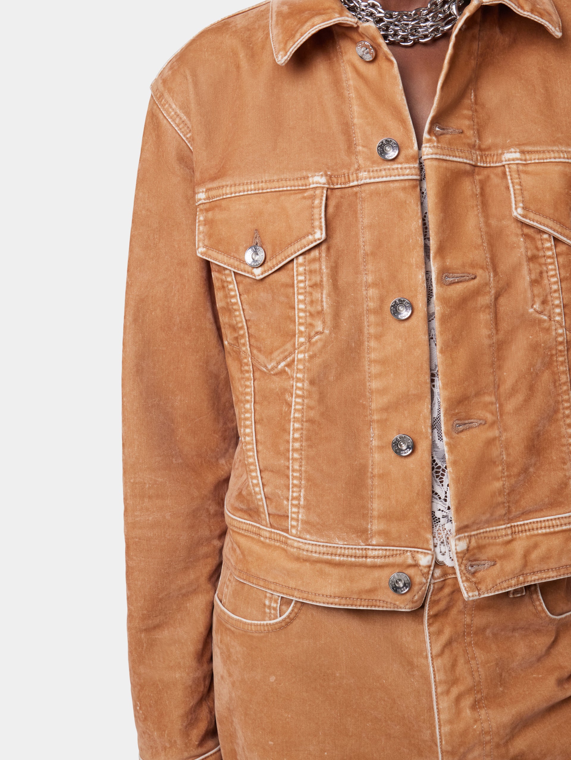 CARAMEL LONG-SLEEVED JACKET IN DENIM