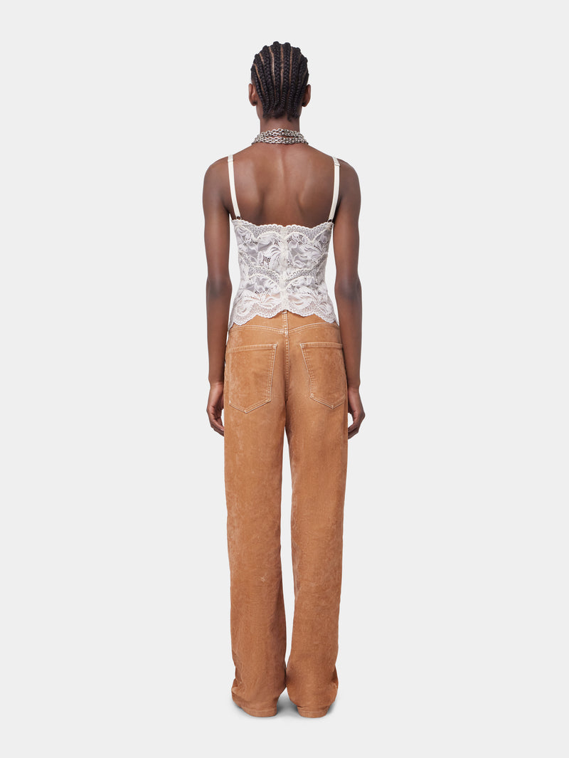 CARAMEL FLARED DENIM TROUSERS