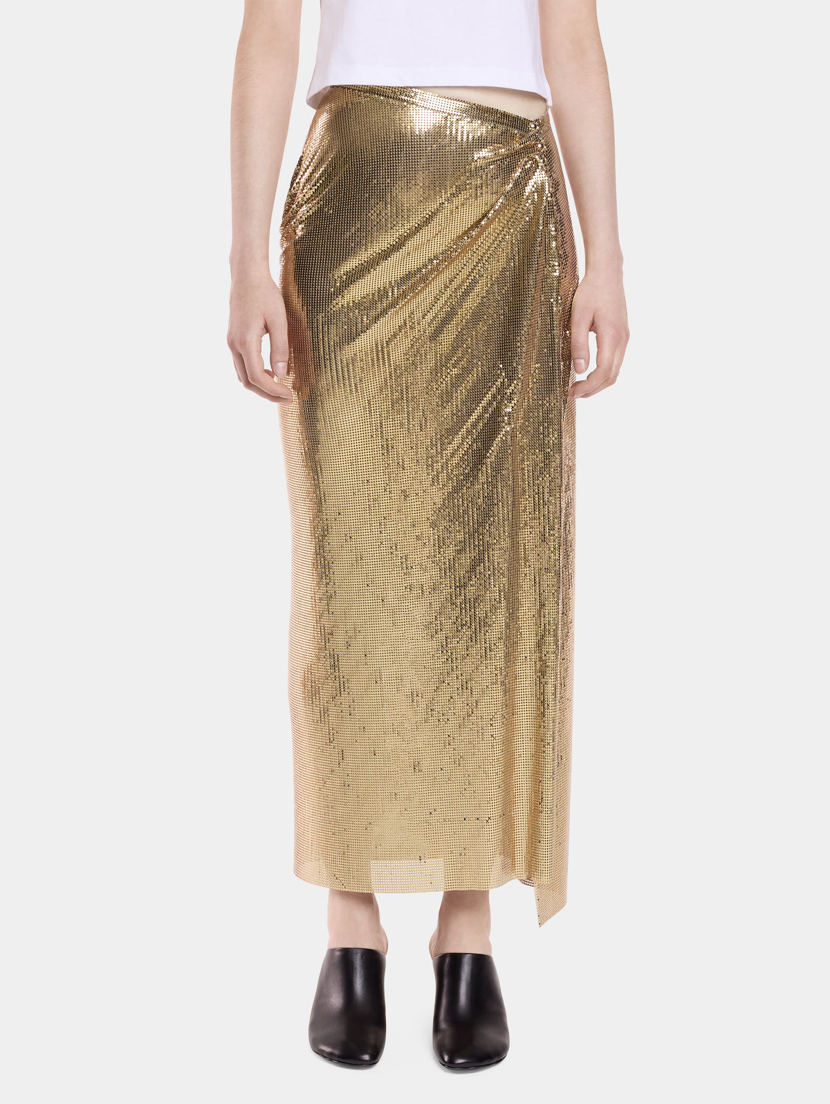 LONG GATHERED SKIRT IN MESH