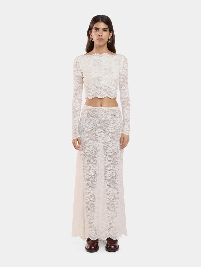 IVORY MIDI-SKIRT IN LACE